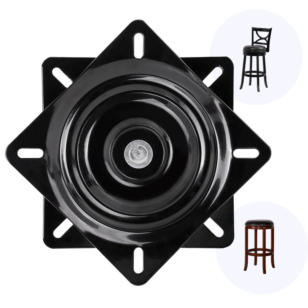 AMOYLAND 6.25 Inch Heavy Duty 360 Degree Bar Stool Swivel Replacement Seat Swivel Base Barstool Swivel Plate-for Recliner Chair, Barstools,Chair, Ball Bearing Swivel Boat Seat Or Van Pilot Seat.