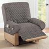 Collections Etc Diamond-Shape Quilted Stretch Recliner Cover with Storage Pockets and Elastic Straps - Furniture Protector view 2