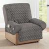 Collections Etc Diamond-Shape Quilted Stretch Recliner Cover with Storage Pockets and Elastic Straps - Furniture Protector view 3