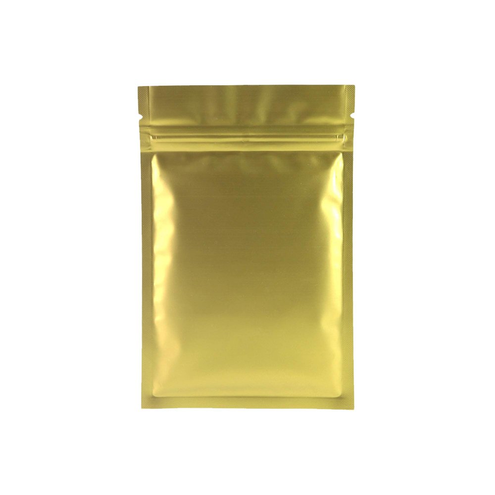 100 Double-Sided Matte Gold Zip Top Bags w/Tear Notch (10x15cm (3.9x5.9"), Gold)