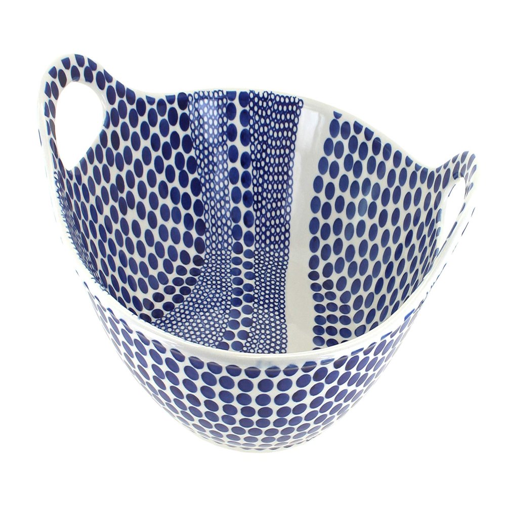 Blue Rose Polish Pottery - Blue Zara Deep Bowl with Handles - 12" Diameter - Perfect Bowl for Pastas, Bread, or any Side Dish