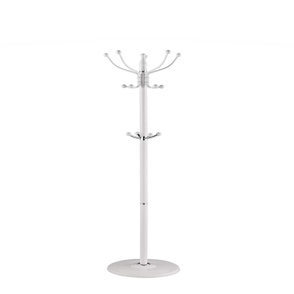 Home Basics 16 Hook Free Standing Coat Rack with Sandstone Base (1, White)