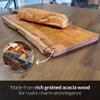 Acacia Charcuterie Board with Natural Live Edge & Handle - Wood Cheese Board - Decorative Wooden Serving & Cutting Board - Housewarming, Mothers Day, New Home & Wedding Gifts (XL - 24 x 10) view 2
