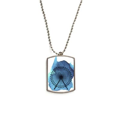 London Eye Ferris Wheel England Britain UK Stainless Steel Chain Dog Tag Pendant Pet Necklace