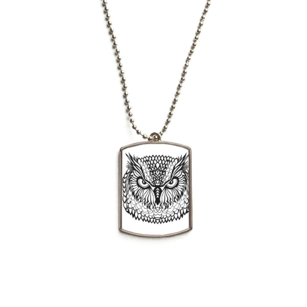 DIYthinker Big Eyes Owl Bird Animal Portrait Sketch Stainless Steel Chain Dog Tag Pendant Pet Necklace