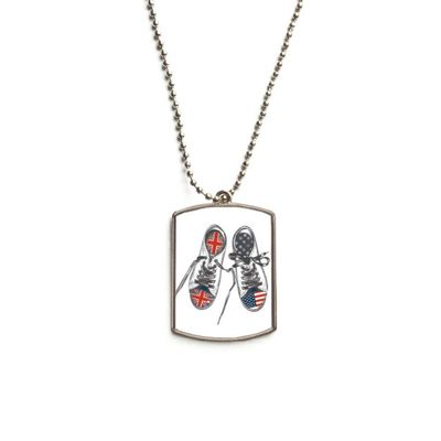 DIYthinker Canvas Shoes U.S U.K Flag Pattern Stainless Steel Chain Dog Tag Pendant Pet Necklace