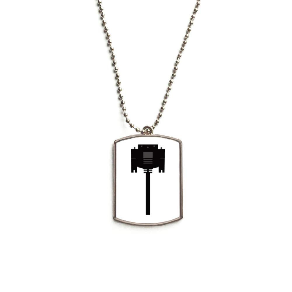 DIYthinker Black Display Screen Cable Plug Stainless Steel Chain Dog Tag Pendant Pet Necklace