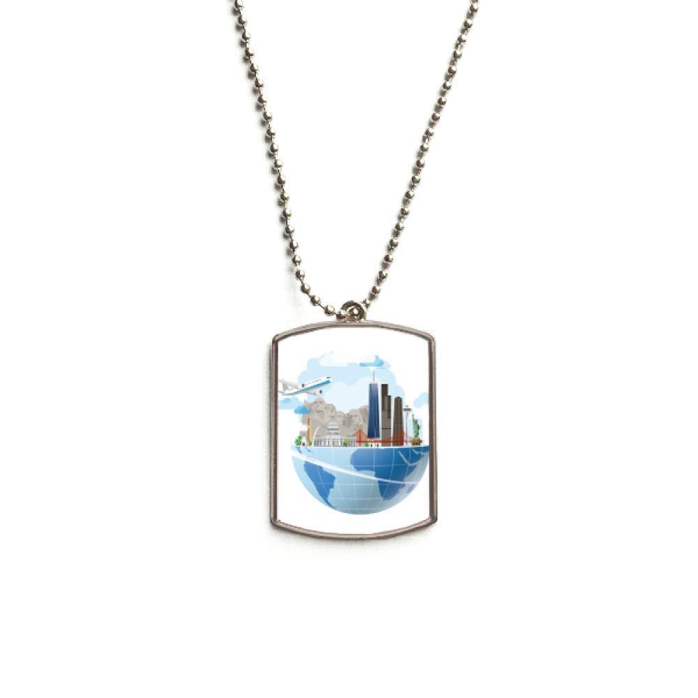 DIYthinker Travel Journey America Mount Plane Stainless Steel Chain Dog Tag Pendant Pet Necklace
