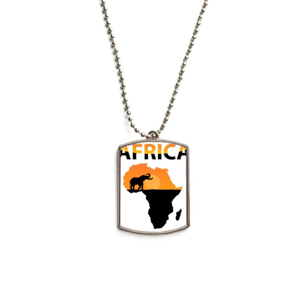DIYthinker Africa Map Savanna Elephant Wildlife Stainless Steel Chain Dog Tag Pendant Pet Necklace