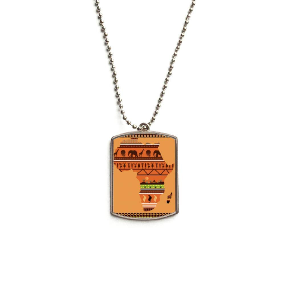 African Continent Name Landscape Map Stainless Steel Chain Dog Tag Pendant Pet Necklace