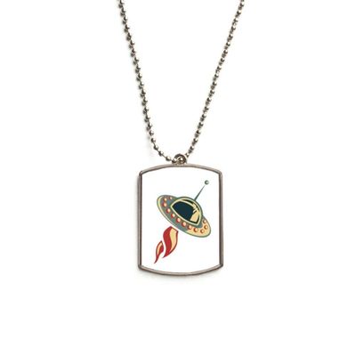 Universe Alien Monster UFO Stainless Steel Chain Dog Tag Pendant Pet Necklace