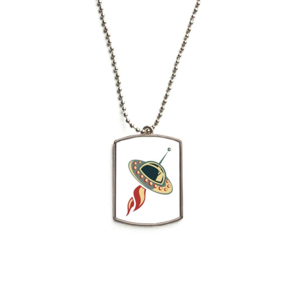 Universe Alien Monster UFO Stainless Steel Chain Dog Tag Pendant Pet Necklace