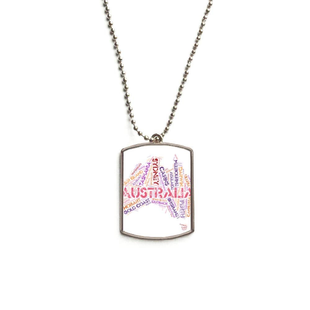 DIYthinker Australia Flavor Map Scenic Spots Illustration Stainless Steel Chain Dog Tag Pendant Pet Necklace
