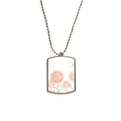 DIYthinker Hand Painted Flower Plant Sunflower Honeybee Stainless Steel Chain Dog Tag Pendant Pet Necklace