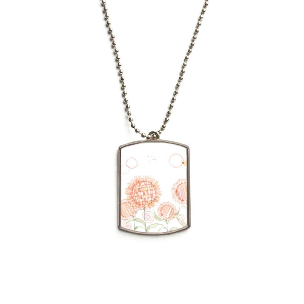 DIYthinker Hand Painted Flower Plant Sunflower Honeybee Stainless Steel Chain Dog Tag Pendant Pet Necklace