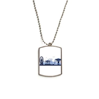 DIYthinker Amusement Park Blue Facilities Outline Stainless Steel Chain Dog Tag Pendant Pet Necklace