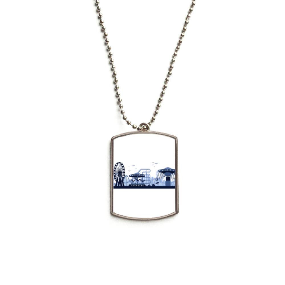 DIYthinker Amusement Park Blue Facilities Outline Stainless Steel Chain Dog Tag Pendant Pet Necklace