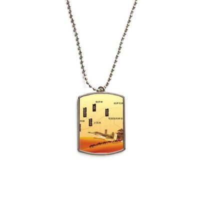 Camel Desert Along The Way to The Silk Road Map Stainless Steel Chain Dog Tag Pendant Pet Necklace
