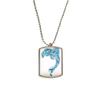 Blue Ocean Dolphin Illustrate Stainless Steel Chain Dog Tag Pendant Pet Necklace view 1