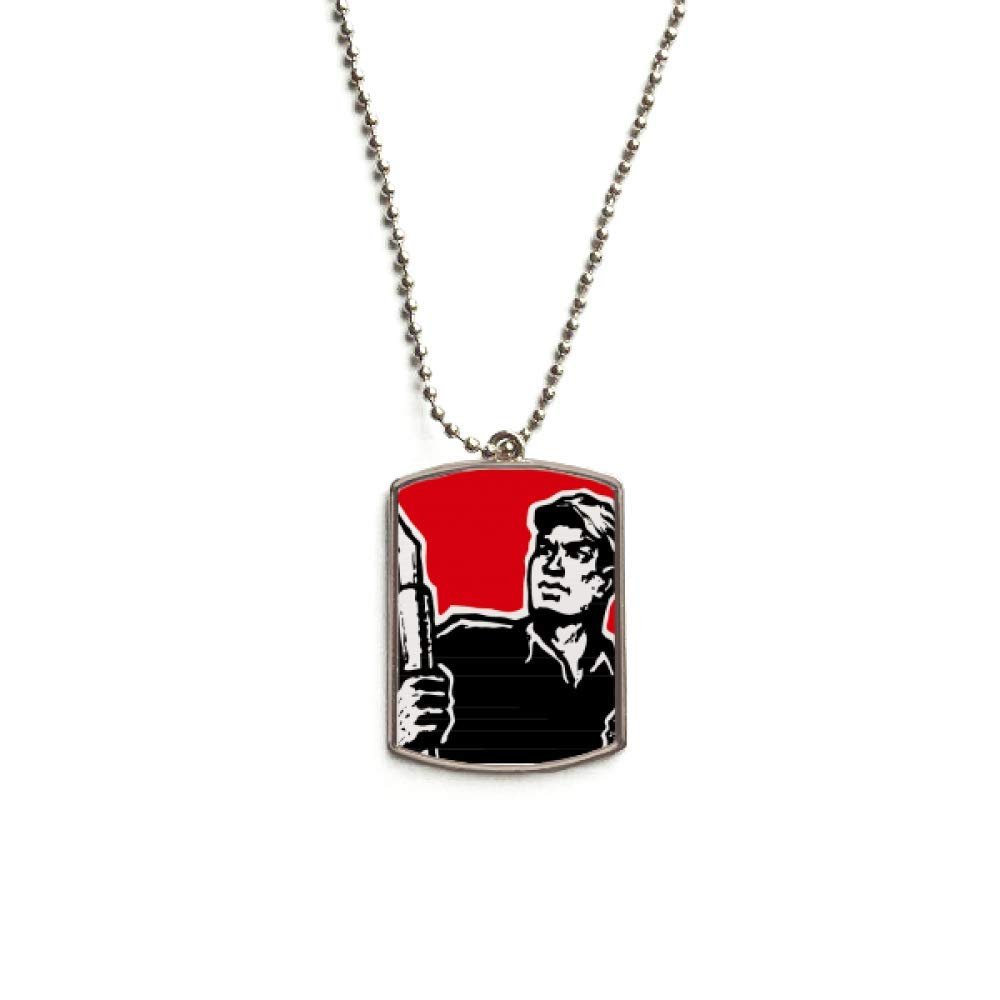 DIYthinker Pen Book Hat Red Patriotic Stainless Steel Chain Dog Tag Pendant Pet Necklace