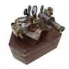 Marine Nautical Antique Brass Sextant Kelvin & Hughes Navigation Instrument with Hardwood Anchor Box Boat Ship Interior view 2
