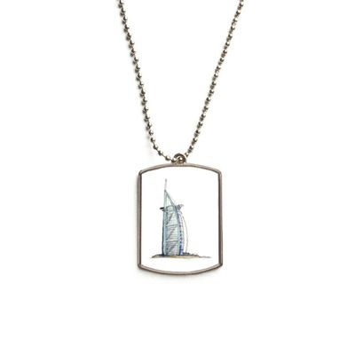 Burj al-Arab Luxury Hotel Dubai Stainless Steel Chain Dog Tag Pendant Pet Necklace