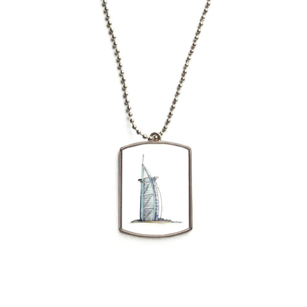 Burj al-Arab Luxury Hotel Dubai Stainless Steel Chain Dog Tag Pendant Pet Necklace