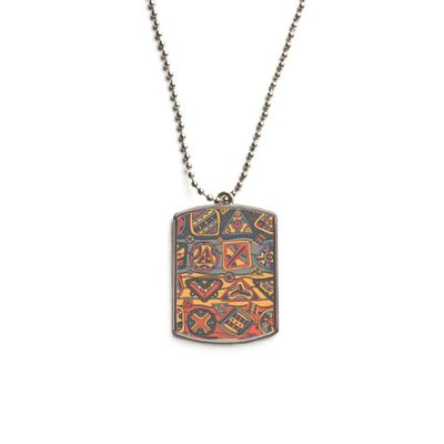 Africa Aboriginal Style Tribal Collage Drawing Stainless Steel Chain Dog Tag Pendant Pet Necklace