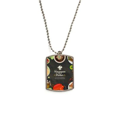 Singapore Famous Delicious Dishes Stainless Steel Chain Dog Tag Pendant Pet Necklace