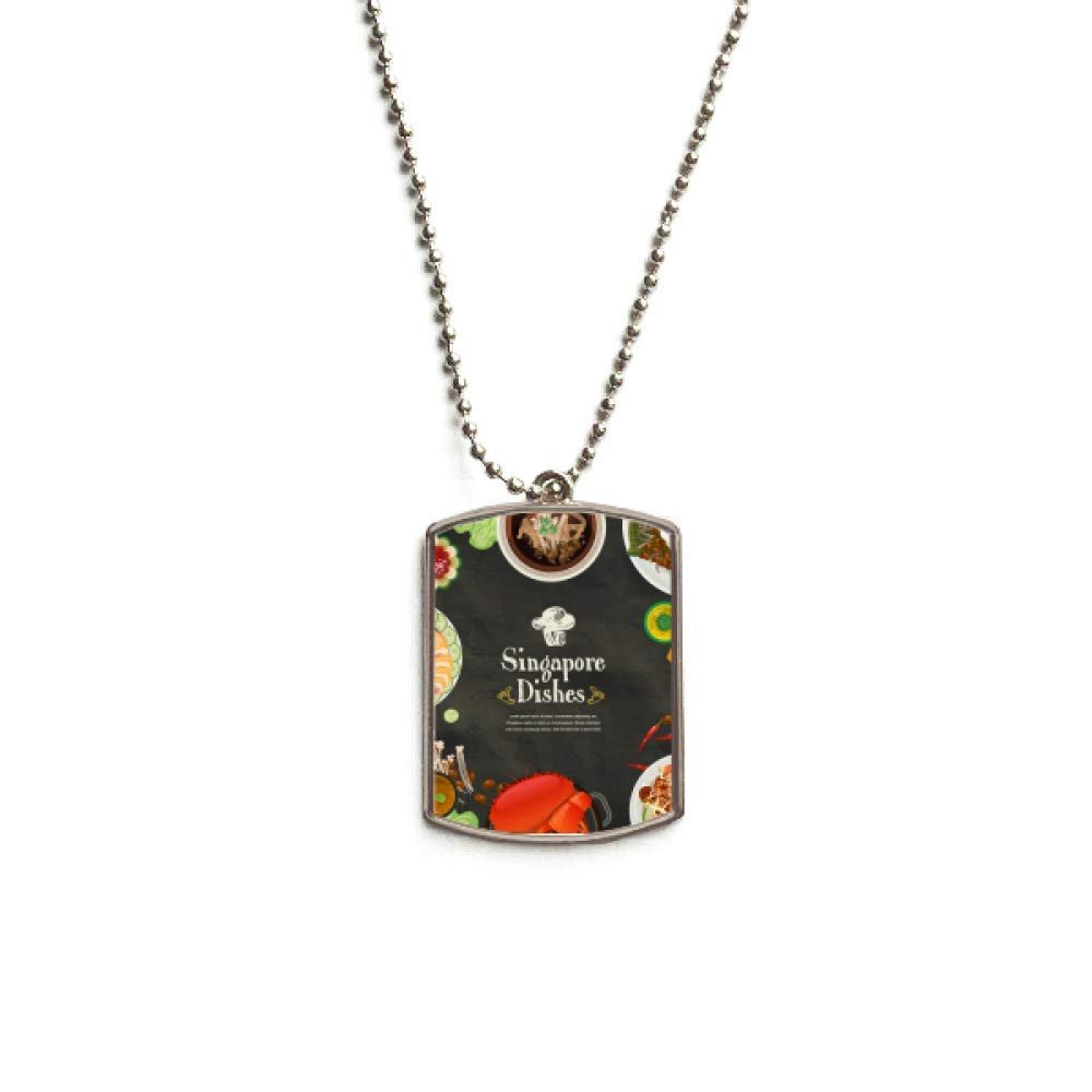 Singapore Famous Delicious Dishes Stainless Steel Chain Dog Tag Pendant Pet Necklace