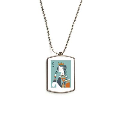 DIYthinker Playing Cards Illustration Q Pattern Stainless Steel Chain Dog Tag Pendant Pet Necklace
