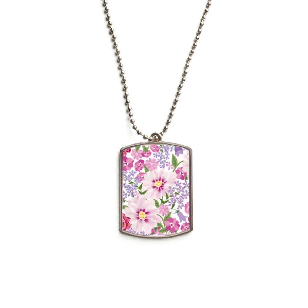 Flower Sea Drawing Art Plant Stainless Steel Chain Dog Tag Pendant Pet Necklace