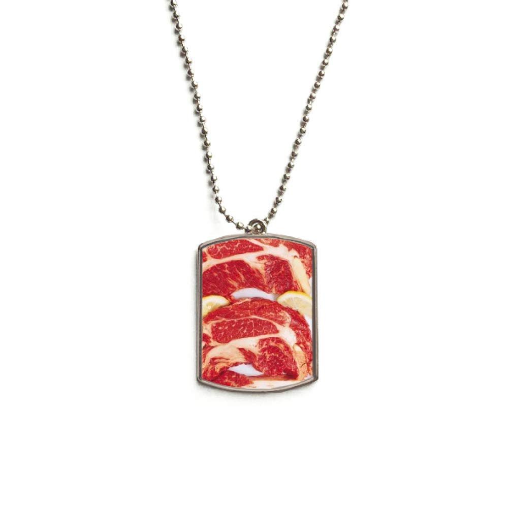 DIYthinker Steak Raw Meat Food Texture Stainless Steel Chain Dog Tag Pendant Pet Necklace