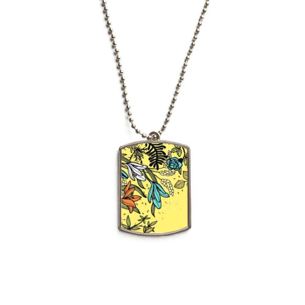 Modern Art Lily Flowers Plants Drawing Stainless Steel Chain Dog Tag Pendant Pet Necklace
