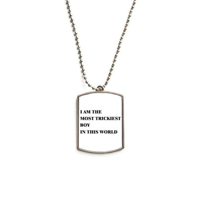 I Am The Trickiest Boy Stainless Steel Chain Dog Tag Pendant Pet Necklace