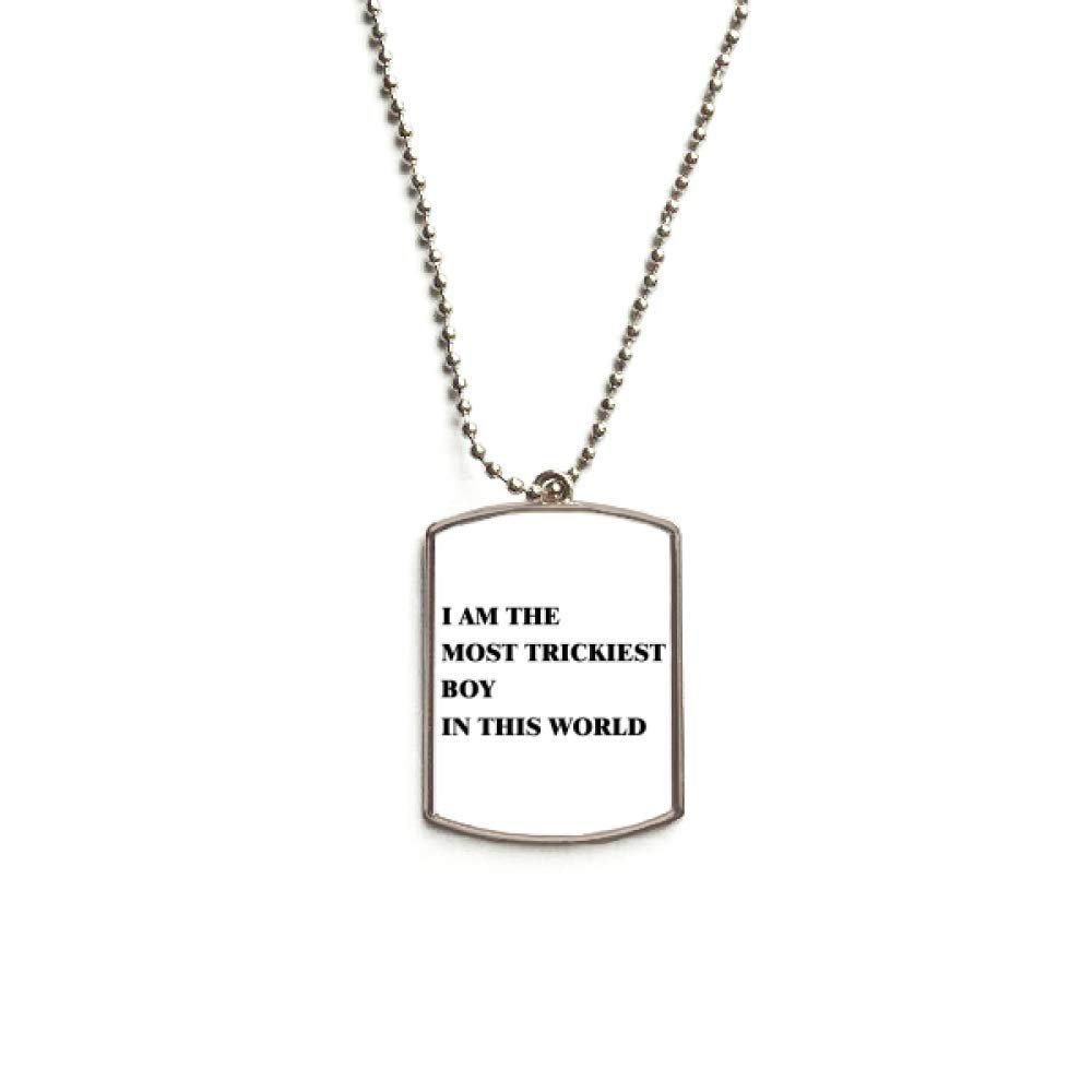 I Am The Trickiest Boy Stainless Steel Chain Dog Tag Pendant Pet Necklace