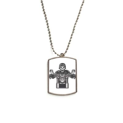 DIYthinker Motorcycle Skeleton Lights Goggles Pattern Stainless Steel Chain Dog Tag Pendant Pet Necklace