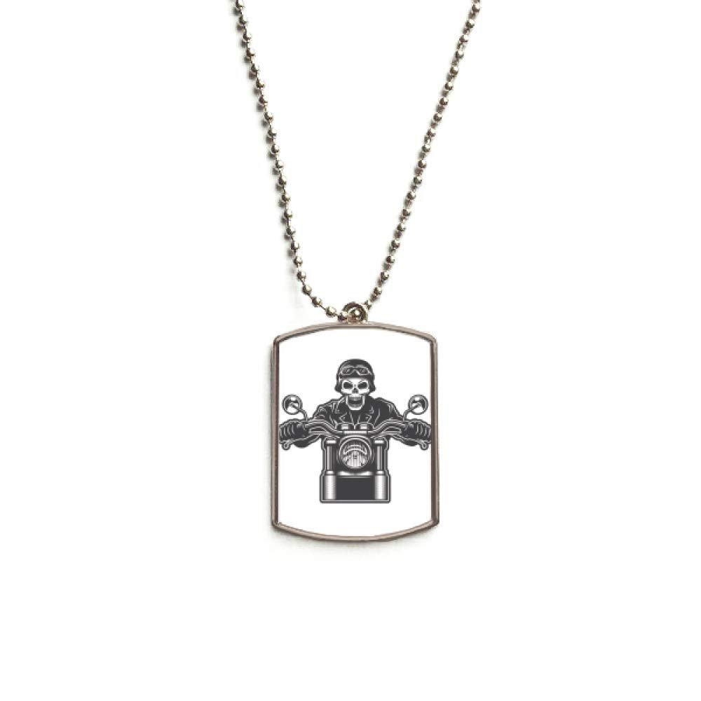 DIYthinker Motorcycle Skeleton Lights Goggles Pattern Stainless Steel Chain Dog Tag Pendant Pet Necklace