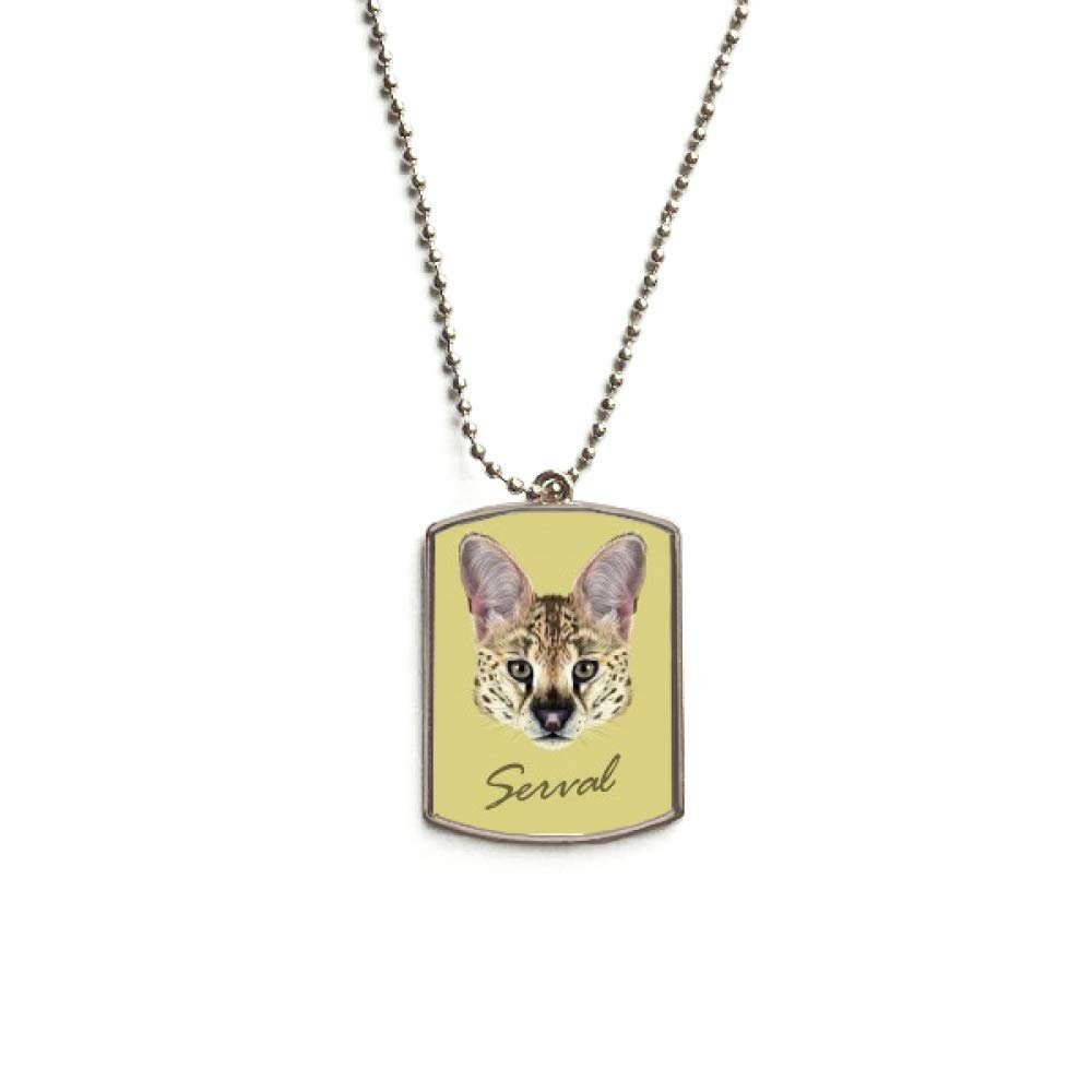 DIYthinker Long-eard Spotted Wild Serval Animal Stainless Steel Chain Dog Tag Pendant Pet Necklace