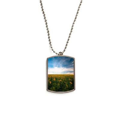 Sunflowers Clouds Blue Sky Stainless Steel Chain Dog Tag Pendant Pet Necklace