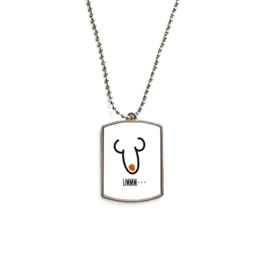 UMMM Strawberry Red Funny Drawing Stainless Steel Chain Dog Tag Pendant Pet Necklace