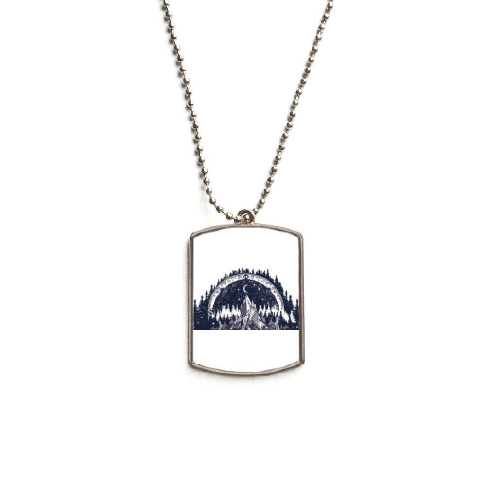 DIYthinker Iceberg Forest Moon Art Pattern Stainless Steel Chain Dog Tag Pendant Pet Necklace