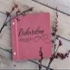 Wedding Guest Book, Personalized Leather Guest Book for Bride and Groom | Pink | Customized Signing, Registry Book for Visitors, Bridal Shower, Party - 60 Pages, 9.5" x 6.1" D #4 view 3