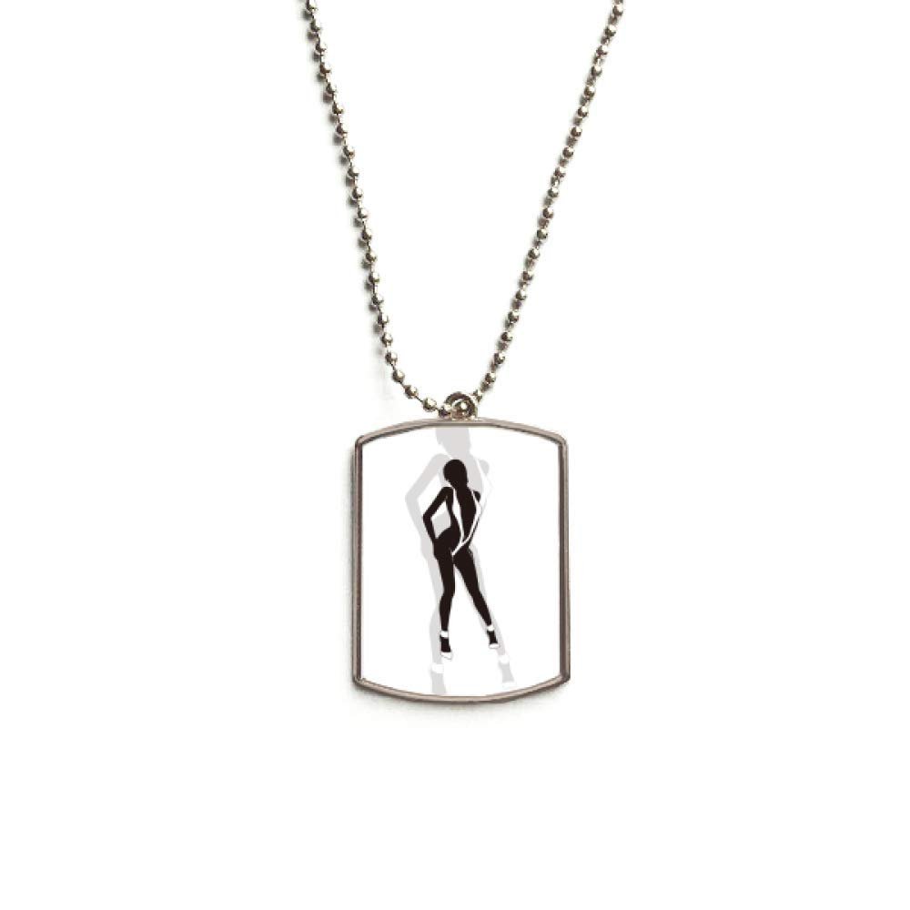 DIYthinker Hot Women Underwear Long Legs Stainless Steel Chain Dog Tag Pendant Pet Necklace