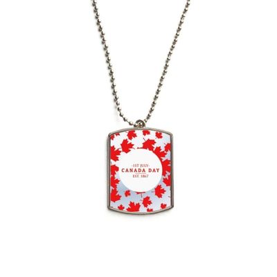 Canada Day 4th of July EST 1867 Maple Leaf Stainless Steel Chain Dog Tag Pendant Pet Necklace