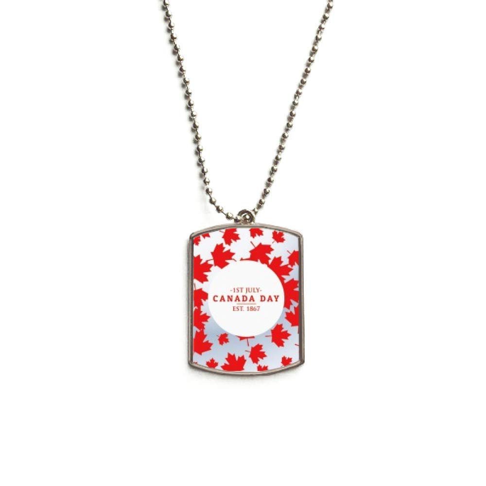 Canada Day 4th of July EST 1867 Maple Leaf Stainless Steel Chain Dog Tag Pendant Pet Necklace
