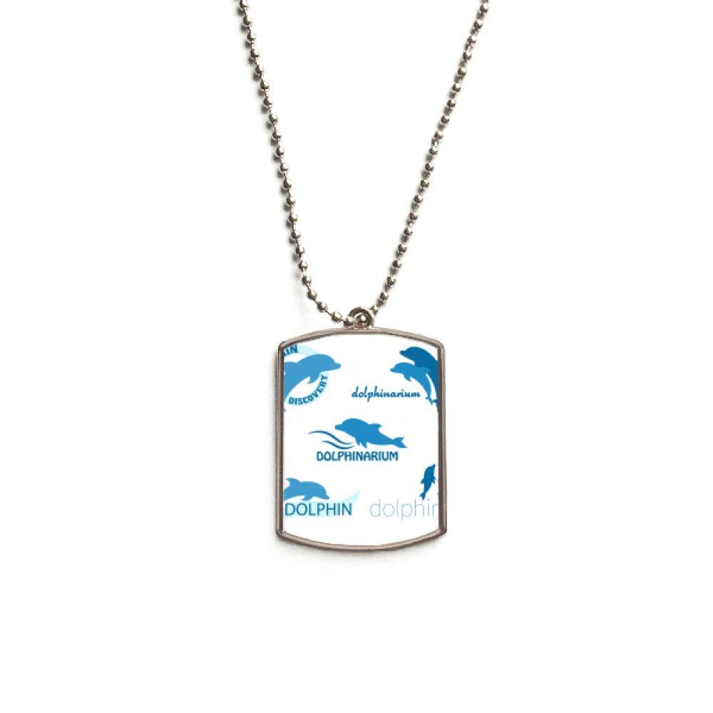 Blue Ocean Dolphin Biology Stainless Steel Chain Dog Tag Pendant Pet Necklace