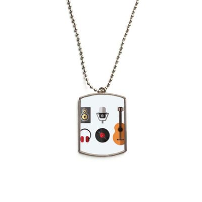 DIYthinker Guitar Headset CD Microphone Music Pattern Stainless Steel Chain Dog Tag Pendant Pet Necklace