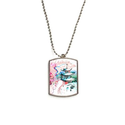 China Chinese Dragon Bridge Drawing Stainless Steel Chain Dog Tag Pendant Pet Necklace