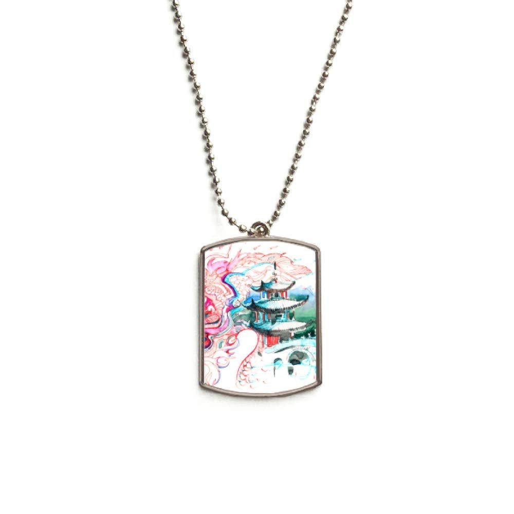 China Chinese Dragon Bridge Drawing Stainless Steel Chain Dog Tag Pendant Pet Necklace